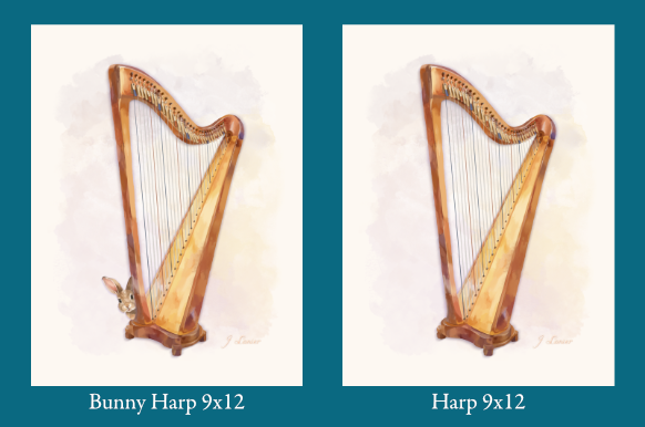 Carousel Bunny Harp Illustration